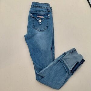 Hudson Jeans Girls Size 12 Distressed Cuffed Skinny Jeans Light Denim